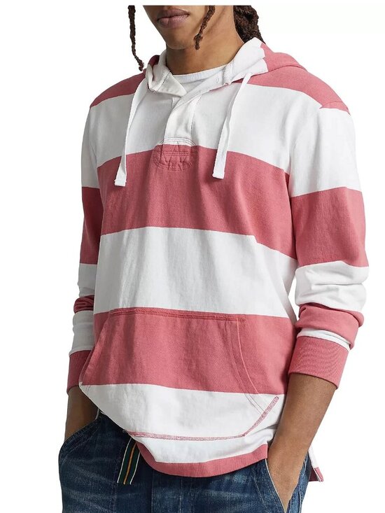 Polo Ralph Lauren Other - Polo Ralph Lauren Striped Jersey Hooded Rugby Shirt Hoodie
